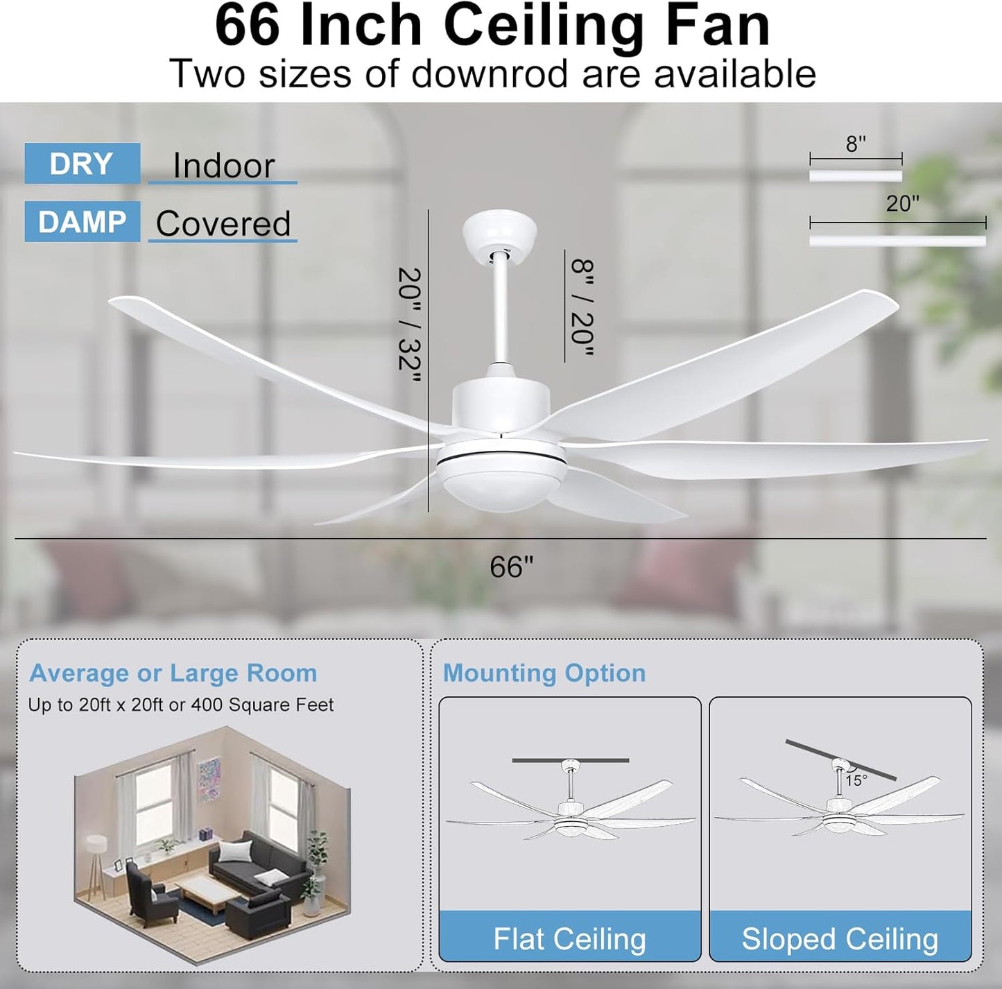 Ohniyou 66'' Ceiling Fan with Lights 007W