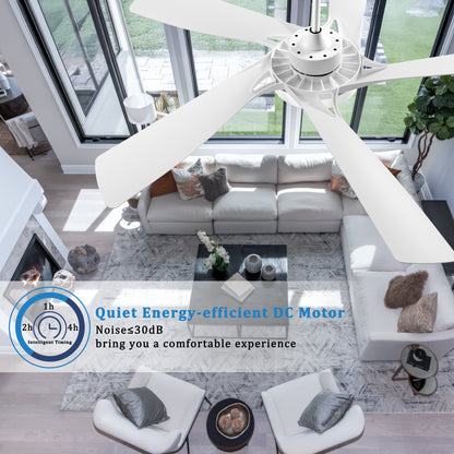 Ohniyou 60’’ Ceiling Fan with Lights and Remote - White