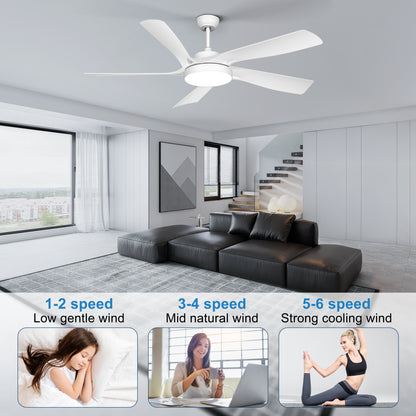 Ohniyou 60’’ Ceiling Fan with Lights and Remote - White