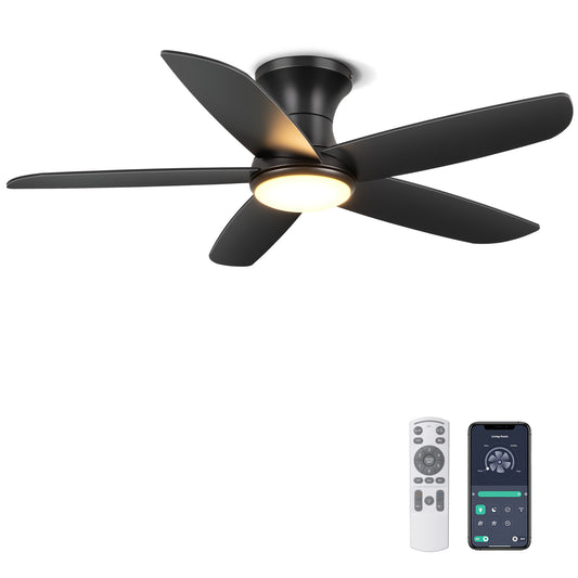 Ohniyou Ceiling Fan with Lights, 46" Flush Mount Ceiling Fans-099B