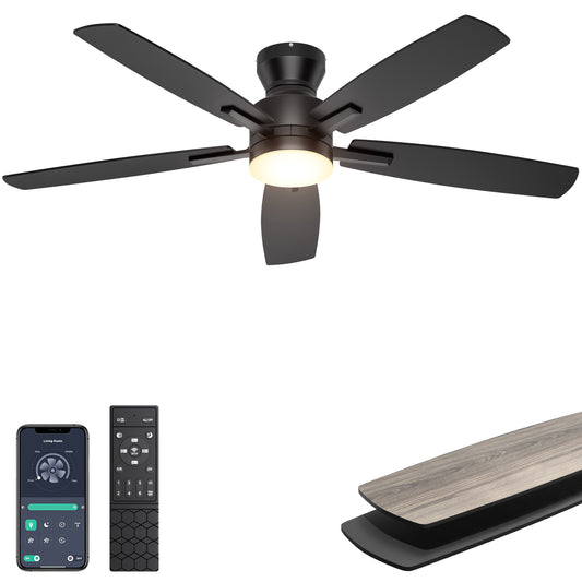 Ohniyou Ceiling Fans with Lights,52 Inch (Black)-100