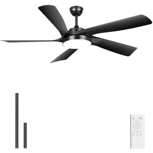 Ohniyou 60’’ Ceiling Fan with Lights and Remote - Black