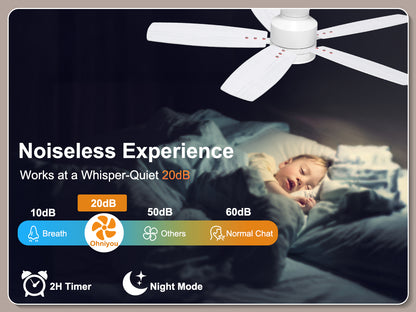 Ohniyou Ceiling Fans with Lights 42 Inch (White)-100