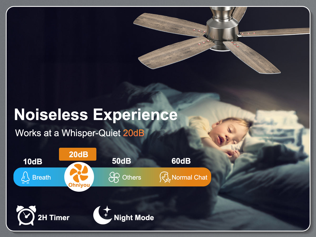 Ohniyou Ceiling Fans with Lights,42 Inch (Silver)-100