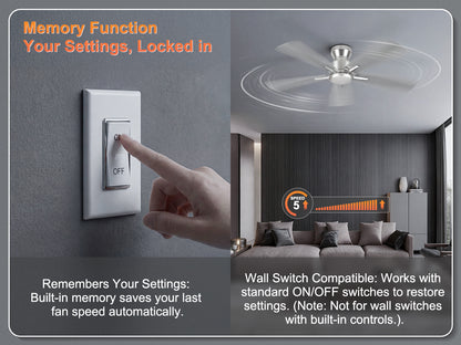 Ohniyou Ceiling Fans without Lights 52 Inch (Silver)-100S-NL