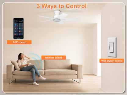 Ohniyou Ceiling Fans without Lights 52 Inch (White)-100W-NL
