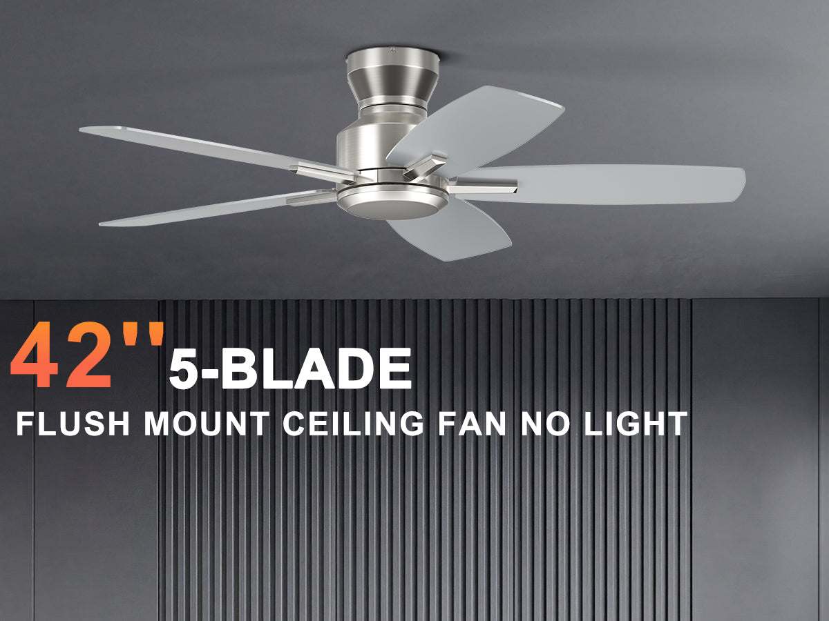 Ohniyou Ceiling Fans without Lights,42 Inch (Silver)-100S-42-NL