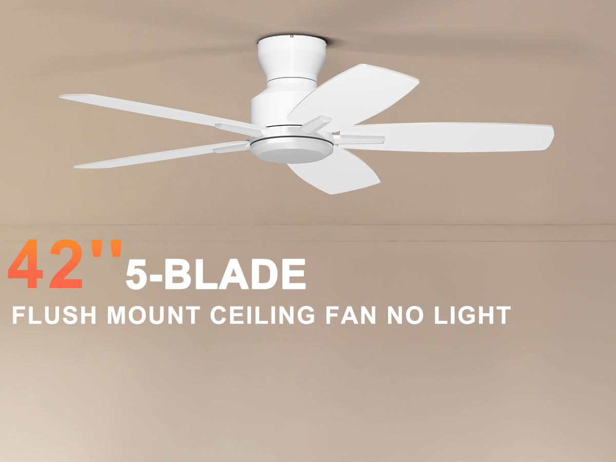 Ohniyou Ceiling Fans without Lights,42 Inch (White)-100W-42-NL
