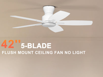 Ohniyou Ceiling Fans without Lights,42 Inch (White)-100W-42-NL