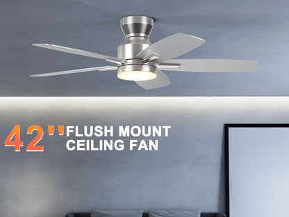 Ohniyou Ceiling Fans with Lights,42 Inch (Silver)-100