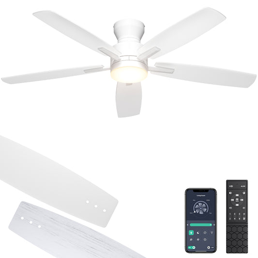 Ohniyou Ceiling Fans with Lights,52 Inch (White)-100