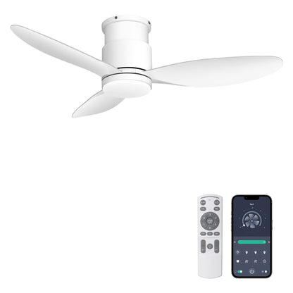 Ohniyou 42'' Flush Mount Ceiling Fans with Lights（White）