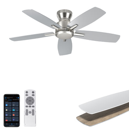 Ohniyou Ceiling Fans without Lights 52 Inch (Silver)-100S-NL