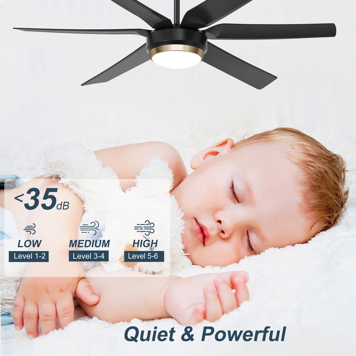 Ohniyou Ceiling Fans with Lights, 56'' Black Ceiling Fan Remote/APP 067-56