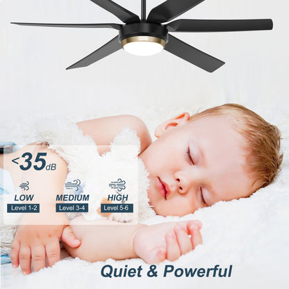 Ohniyou Ceiling Fans with Lights, 56'' Black Ceiling Fan Remote/APP 067-56