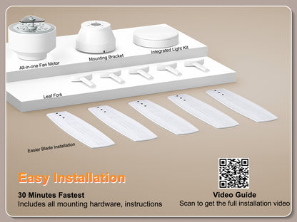 Ohniyou Ceiling Fans with Lights 42 Inch (White)-100