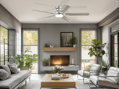 Ohniyou Ceiling Fans with Lights 52 Inch (Silver)-047