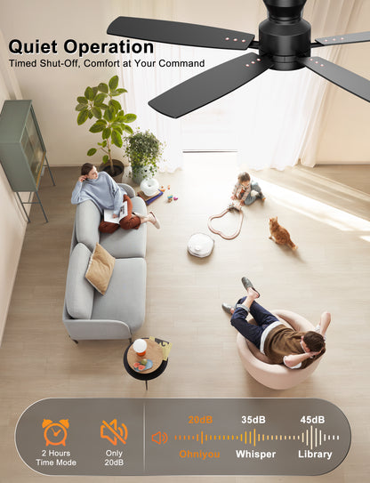 Ohniyou Ceiling Fans with Lights,52 Inch (Black)-100