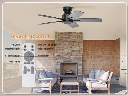 Ohniyou Ceiling Fans without Lights,42 Inch (Black)-100B-42-NL