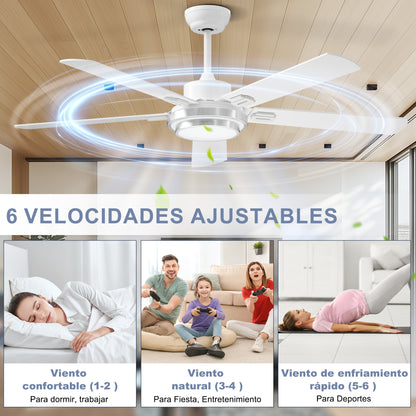 Ohniyou Ventilador de Techo de 52 Pulgadas Con Luz, 132CM, Blanco-085W