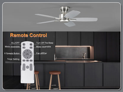Ohniyou Ceiling Fans without Lights,42 Inch (Silver)-100S-42-NL