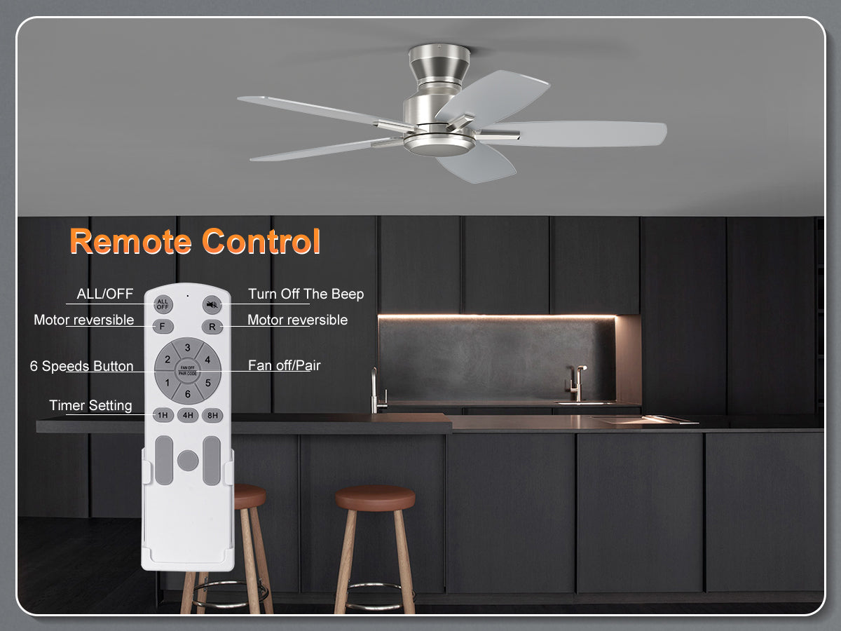 Ohniyou Ceiling Fans without Lights 52 Inch (Silver)-100S-NL