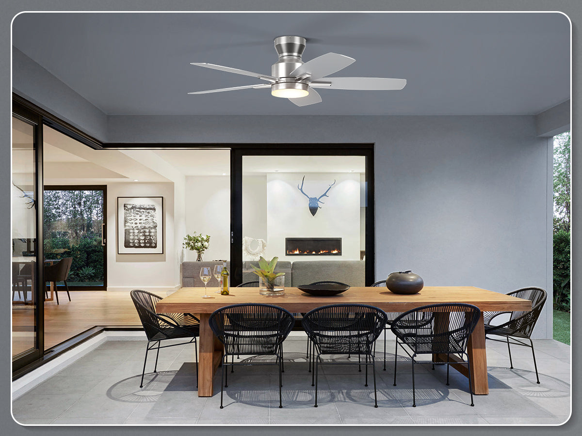 Ohniyou Ceiling Fans with Lights,42 Inch (Silver)-100