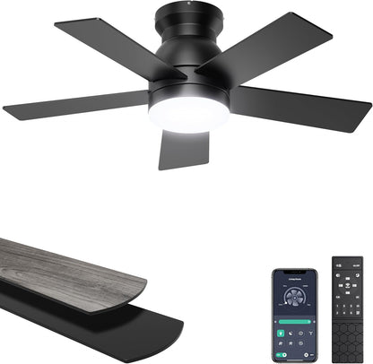 Ohniyou Ceiling Fans with Lights 32 Inch (Black)-047