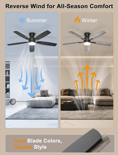 Ohniyou Ceiling Fans with Lights,52 Inch (Black)-100