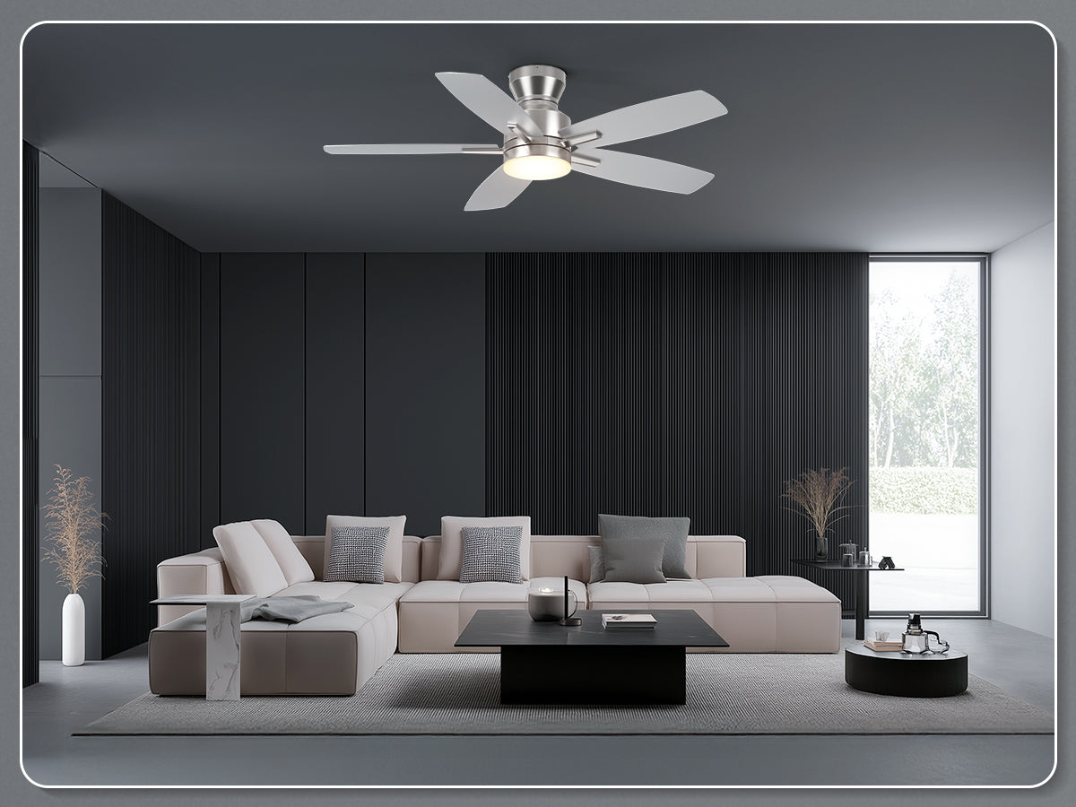 Ohniyou Ceiling Fans with Lights,42 Inch (Silver)-100
