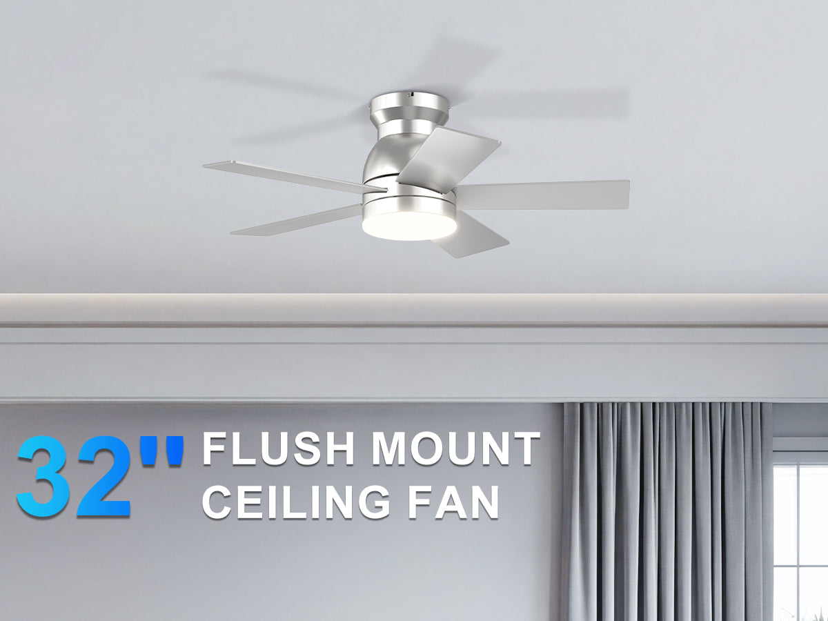 Ohniyou Ceiling Fans with Lights 32 Inch (Silver)-047