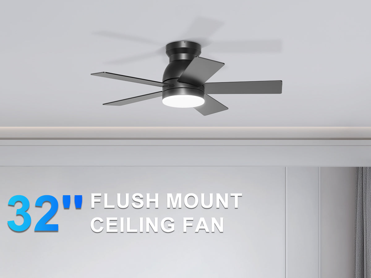 Ohniyou Ceiling Fans with Lights 32 Inch (Black)-047