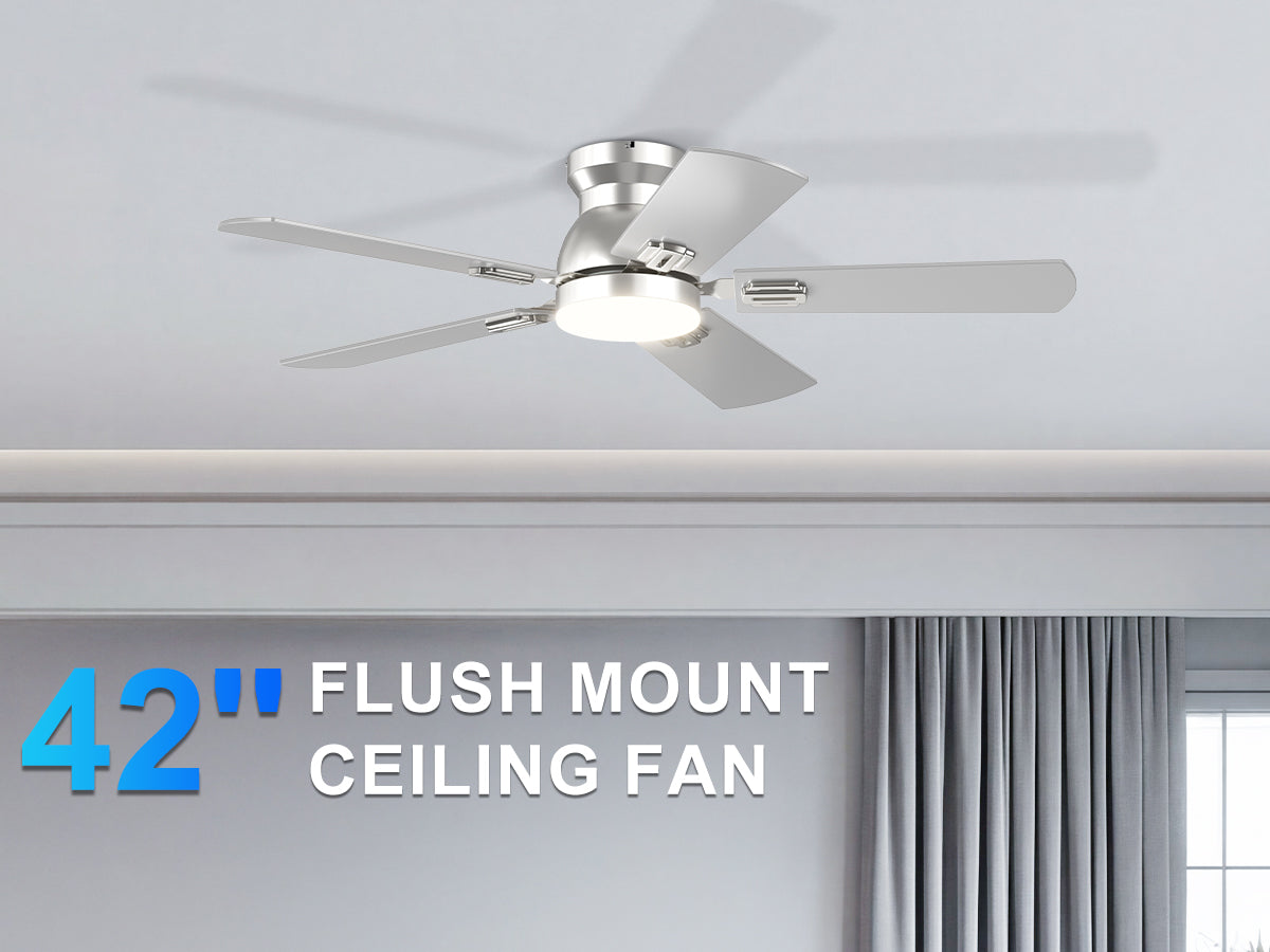 Ohniyou Ceiling Fans with Lights 42 Inch (Silver)-047