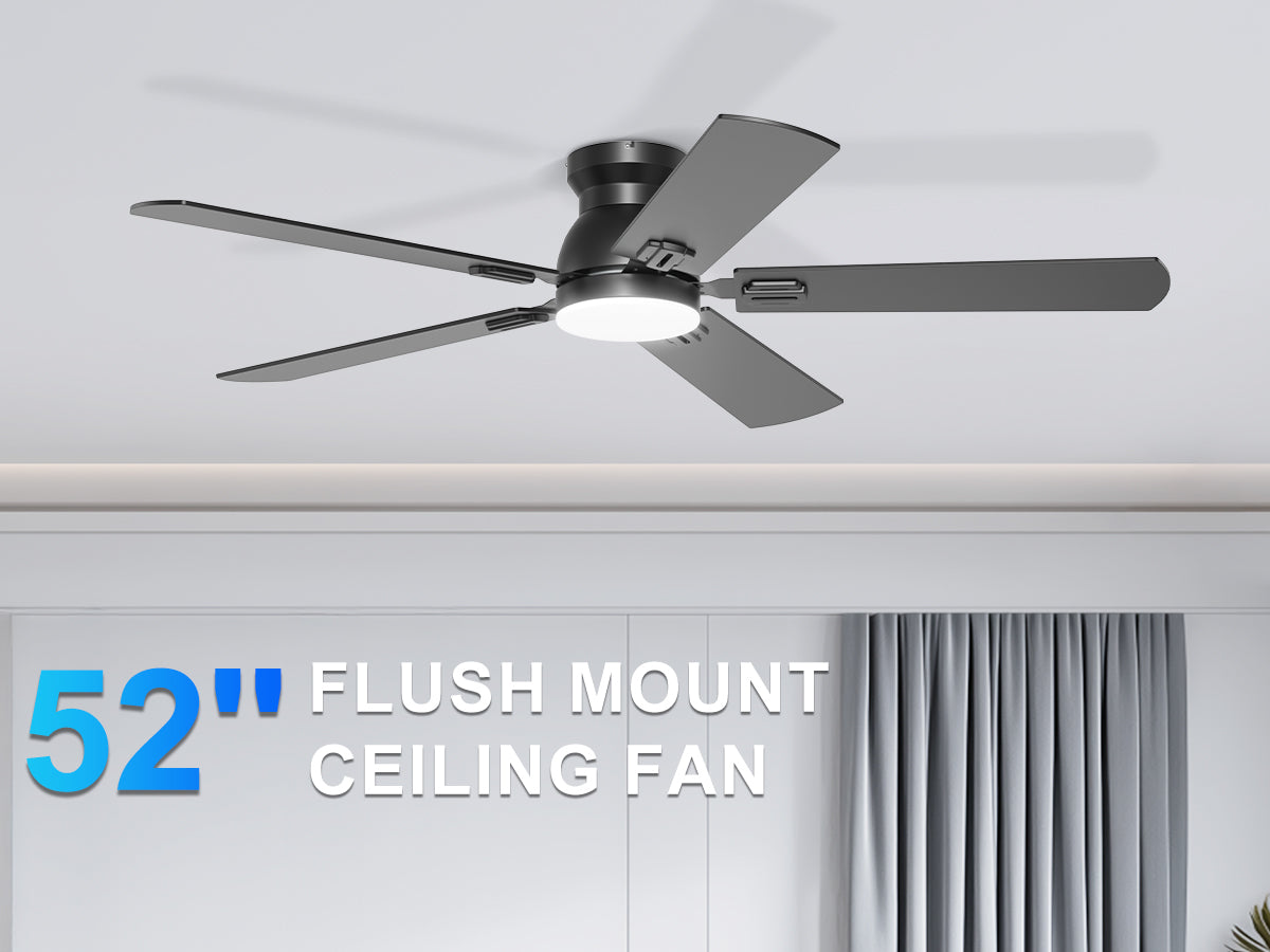 Ohniyou Ceiling Fans with Lights 52 Inch (Black)-047
