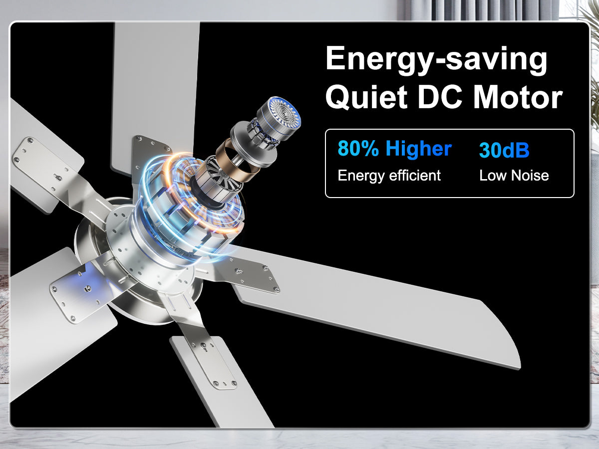 Ohniyou Ceiling Fans with Lights 52 Inch (Silver)-047