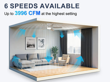 Ohniyou Ceiling Fans with Lights 42 Inch (Silver)-047