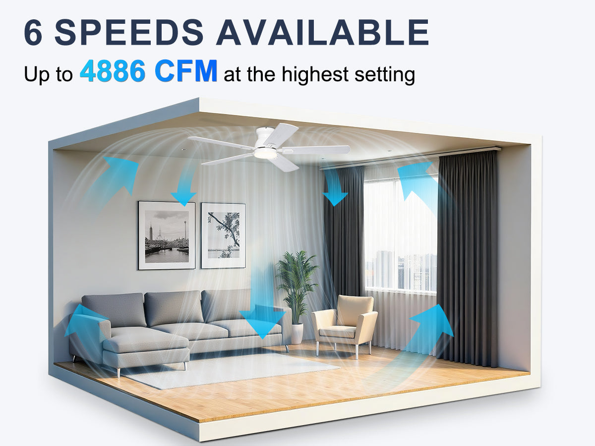 Ohniyou Ceiling Fans with Lights 52 Inch (White)-047