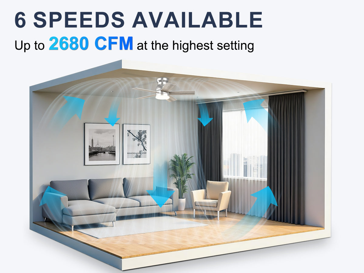 Ohniyou Ceiling Fans with Lights 32 Inch (Silver)-047