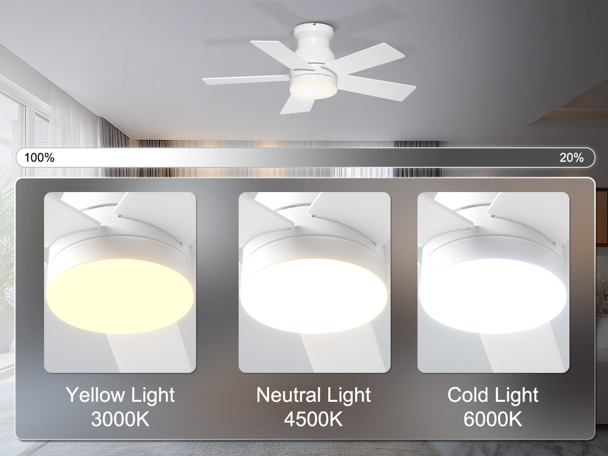 Ohniyou Ceiling Fans with Lights 32 Inch (White)-047