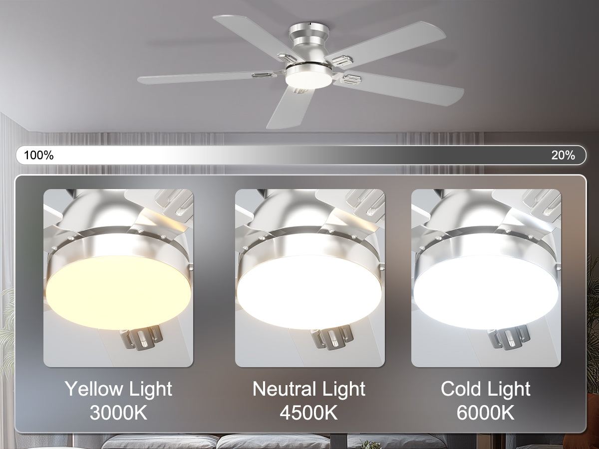 Ohniyou Ceiling Fans with Lights 52 Inch (Silver)-047