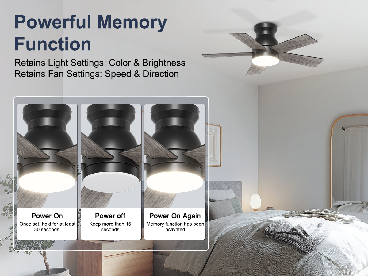 Ohniyou Ceiling Fans with Lights 32 Inch (Black)-047