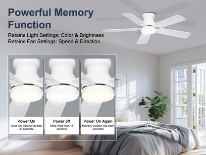 Ohniyou Ceiling Fans with Lights 42 Inch (White)-047