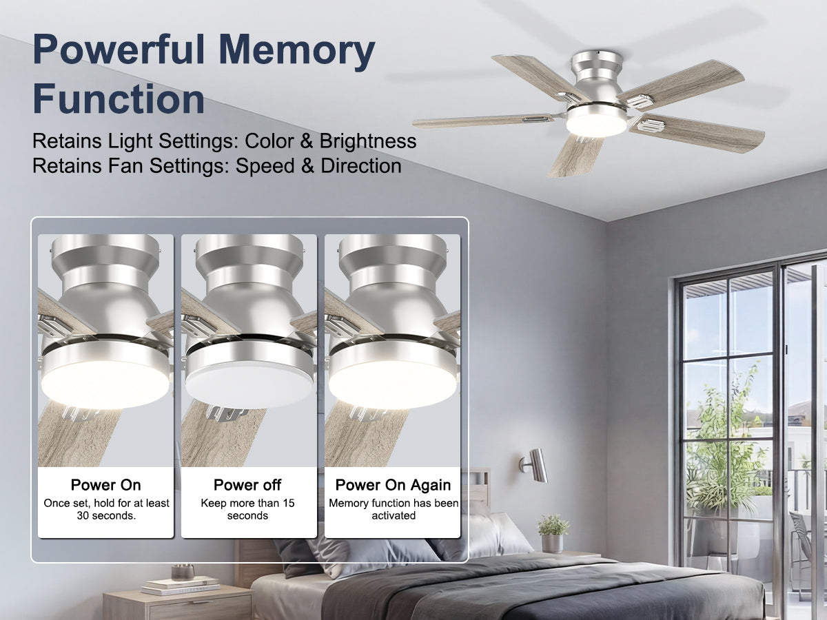 Ohniyou Ceiling Fans with Lights 42 Inch (Silver)-047