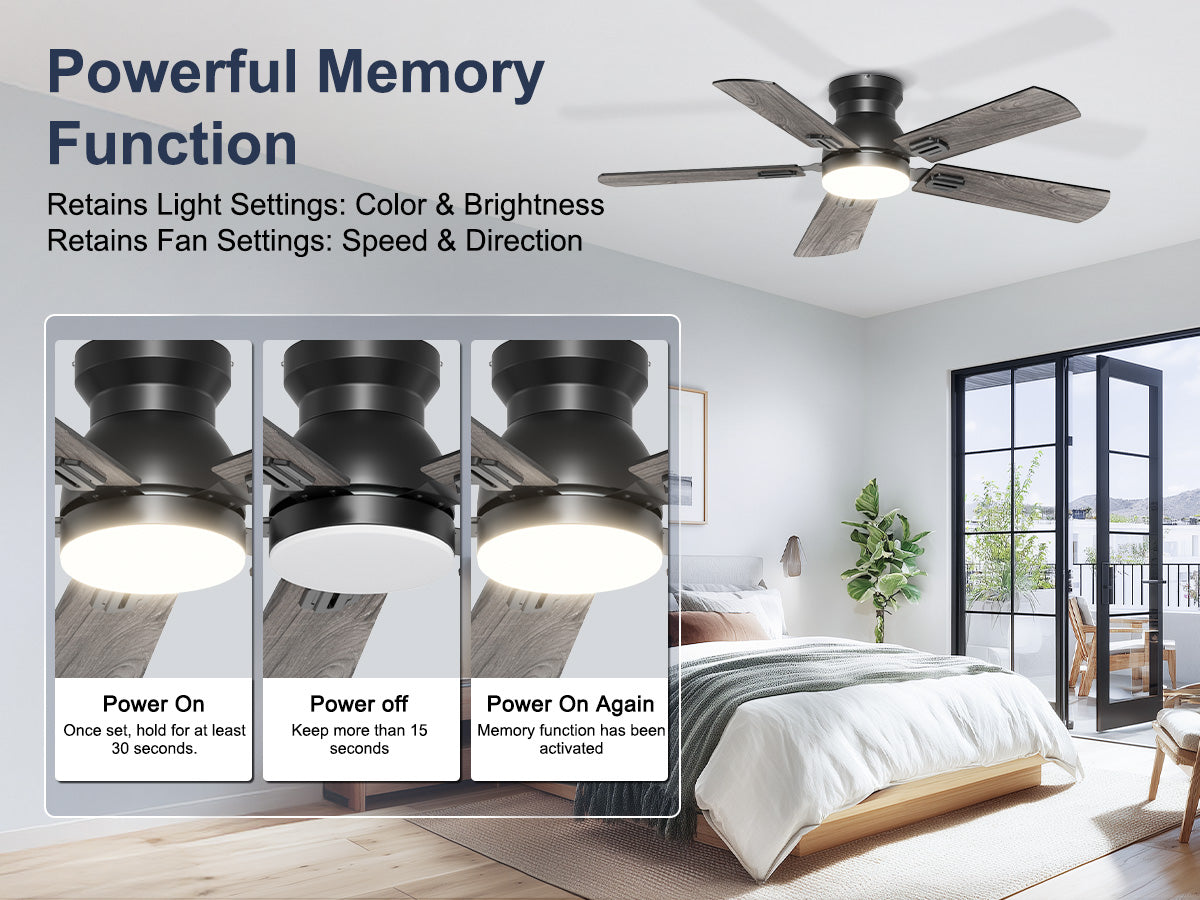 Ohniyou Ceiling Fans with Lights 42 Inch (Black)-047
