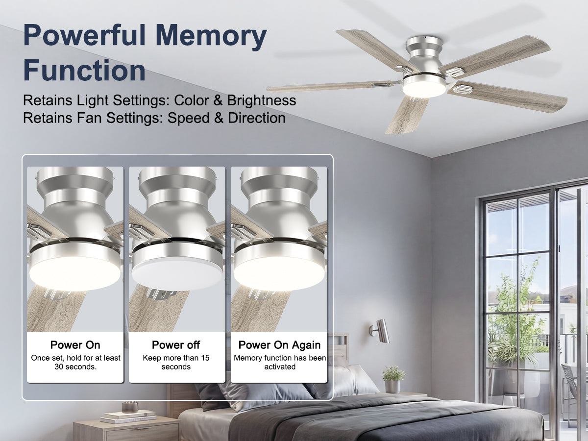Ohniyou Ceiling Fans with Lights 52 Inch (Silver)-047