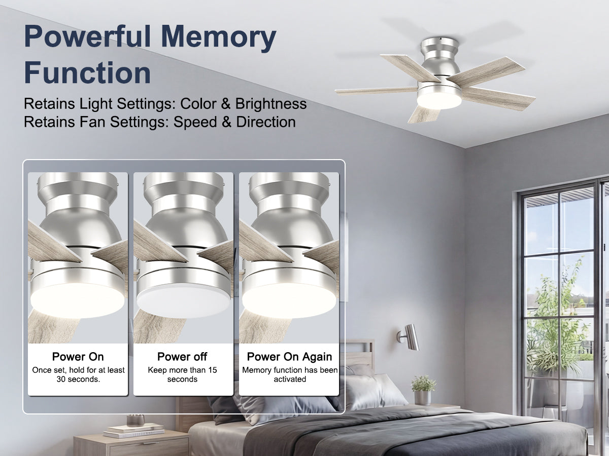 Ohniyou Ceiling Fans with Lights 32 Inch (Silver)-047