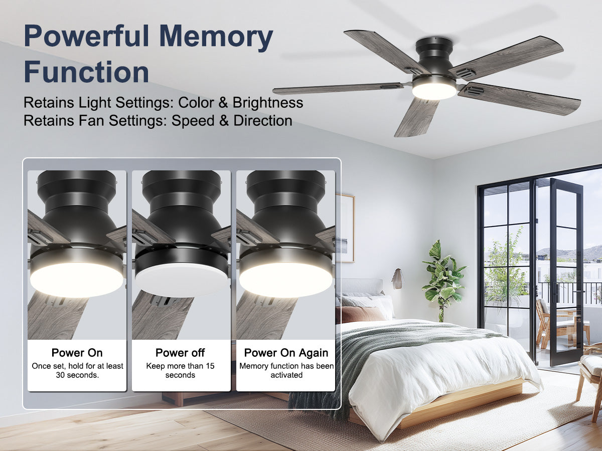 Ohniyou Ceiling Fans with Lights 52 Inch (Black)-047