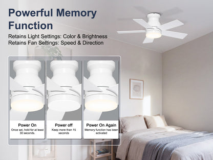 Ohniyou Ceiling Fans with Lights 32 Inch (White)-047