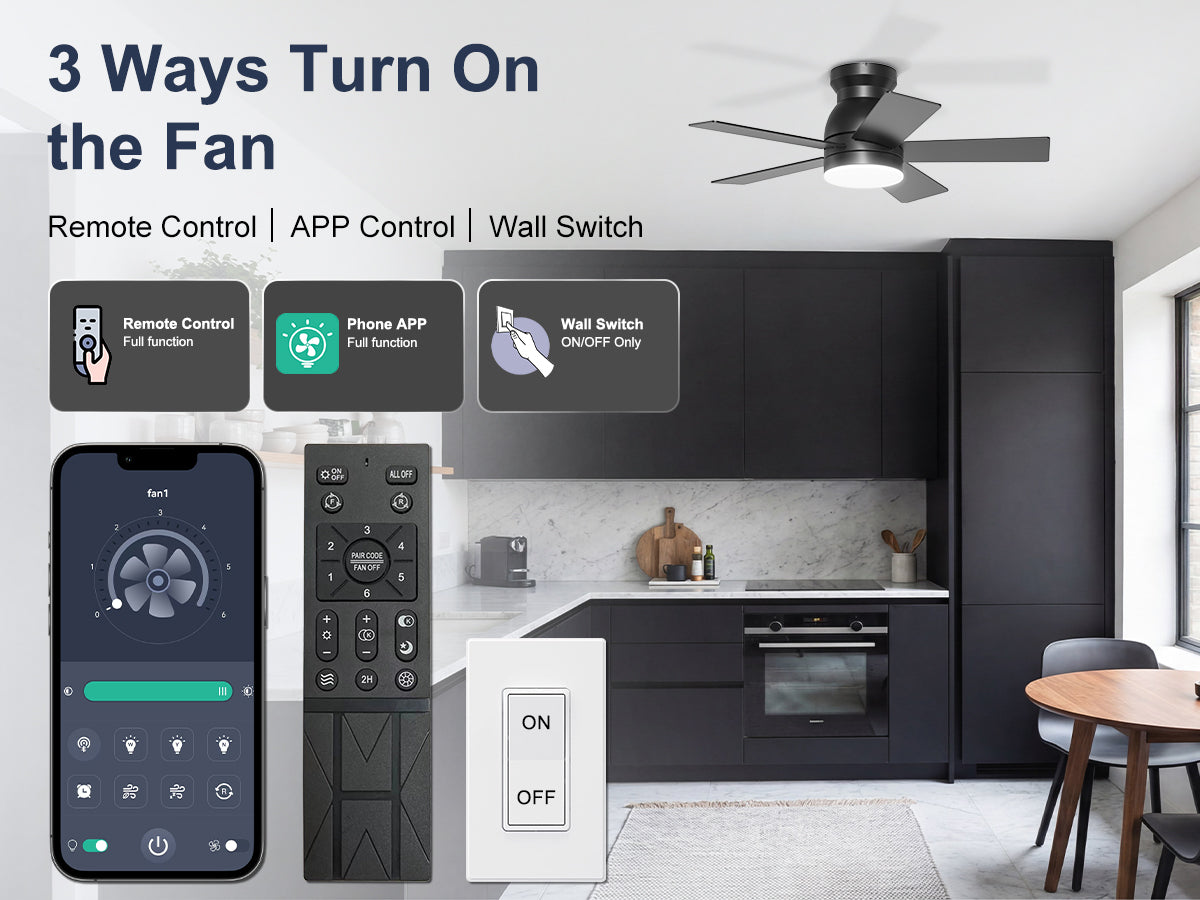 Ohniyou Ceiling Fans with Lights 32 Inch (Black)-047