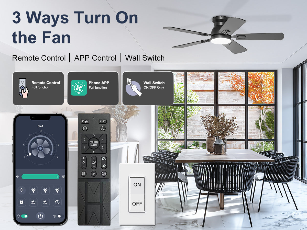 Ohniyou Ceiling Fans with Lights 42 Inch (Black)-047